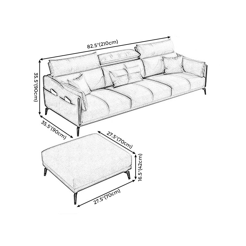 Grey Faux Leather Waterproof Sofa Stain-Resistant High Back Sectional Clearhalo 'furn' 'furn_sectionals' 'Furniture' 'furniture_sectionals' 'Living Room Furniture' 'Sectionals' 4946379