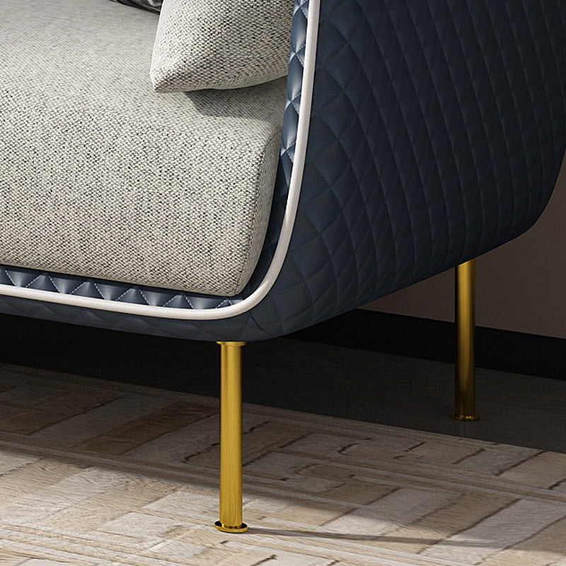 Gray Faux Leather Straight Arm Sofa Waterproof Pillow Back Sectional Clearhalo 'furn' 'furn_sectionals' 'Furniture' 'furniture_sectionals' 'Living Room Furniture' 'Sectionals' 4946388