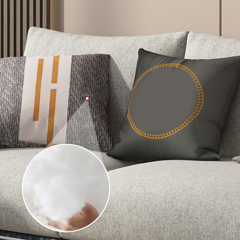 Gray Faux Leather Straight Arm Sofa Waterproof Pillow Back Sectional Clearhalo 'furn' 'furn_sectionals' 'Furniture' 'furniture_sectionals' 'Living Room Furniture' 'Sectionals' 4946390