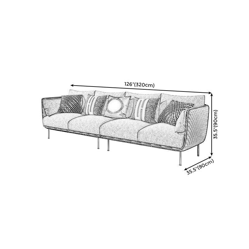 Gray Faux Leather Straight Arm Sofa Waterproof Pillow Back Sectional Clearhalo 'furn' 'furn_sectionals' 'Furniture' 'furniture_sectionals' 'Living Room Furniture' 'Sectionals' 4946393