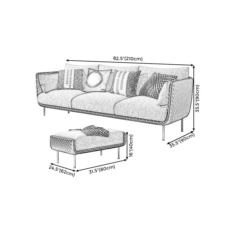 Gray Faux Leather Straight Arm Sofa Waterproof Pillow Back Sectional Clearhalo 'furn' 'furn_sectionals' 'Furniture' 'furniture_sectionals' 'Living Room Furniture' 'Sectionals' 4946394