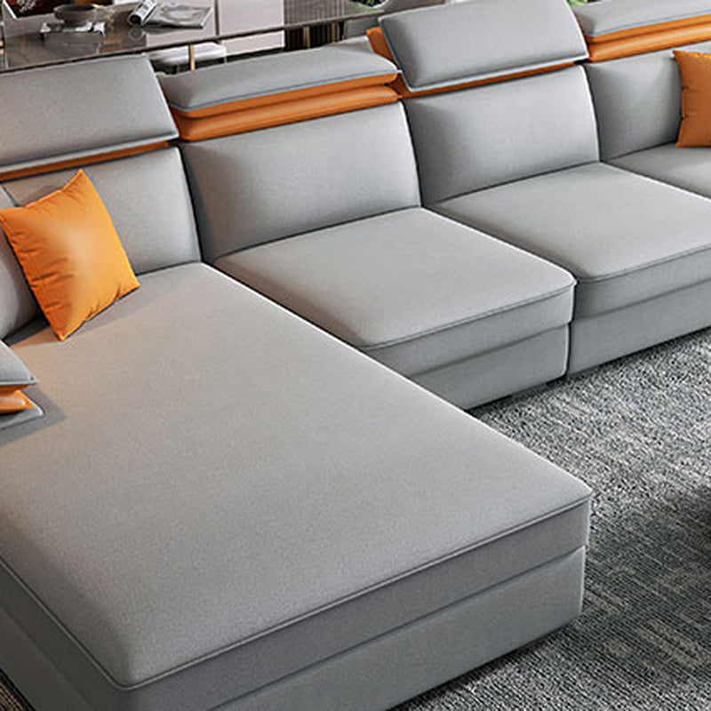 Contemporary 4-Seater L-Shape Sectional Pillow Top Arm Sofa for Living Room Clearhalo 'furn' 'furn_sectionals' 'Furniture' 'furniture_sectionals' 'Living Room Furniture' 'Sectionals' 4946402