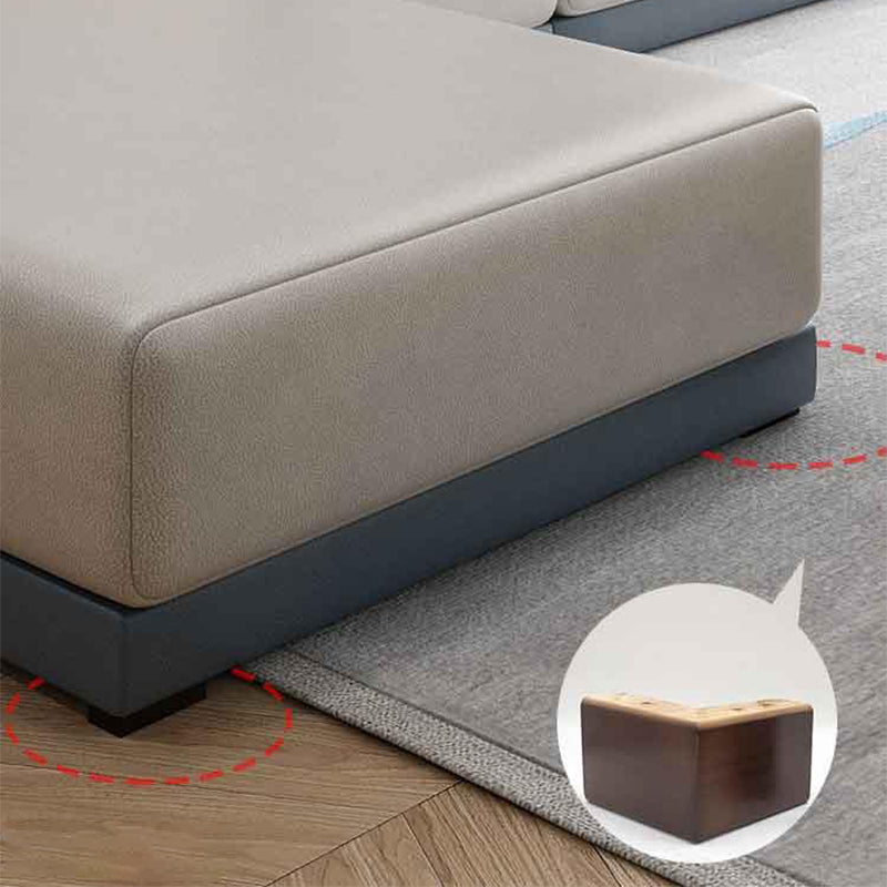 L-Shape Pillow Back Sofa and Chaise Faux Leather/Cotton-Blend Sectional for 4 People Clearhalo 'furn' 'furn_sectionals' 'Furniture' 'furniture_sectionals' 'Living Room Furniture' 'Sectionals' 4946430