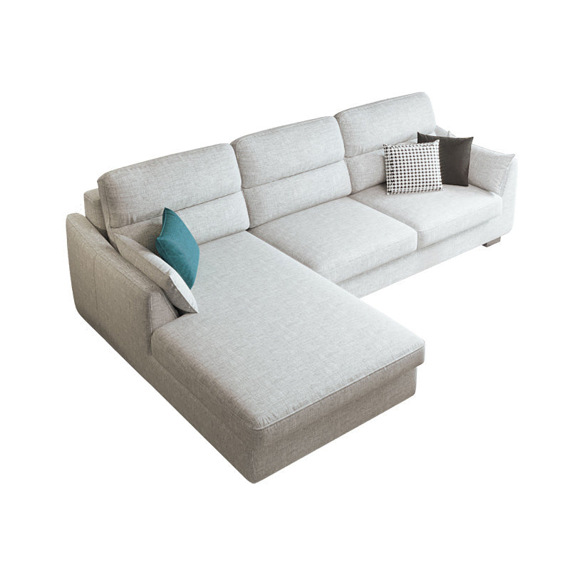 Modern Faux leather Sectional Sofa Cushion Back Square Arm Sectional for Living Room 105"L x 69"W x 33"H Light Gray Left Clearhalo 'furn' 'furn_sectionals' 'Furniture' 'furniture_sectionals' 'Living Room Furniture' 'Sectionals' 4946435
