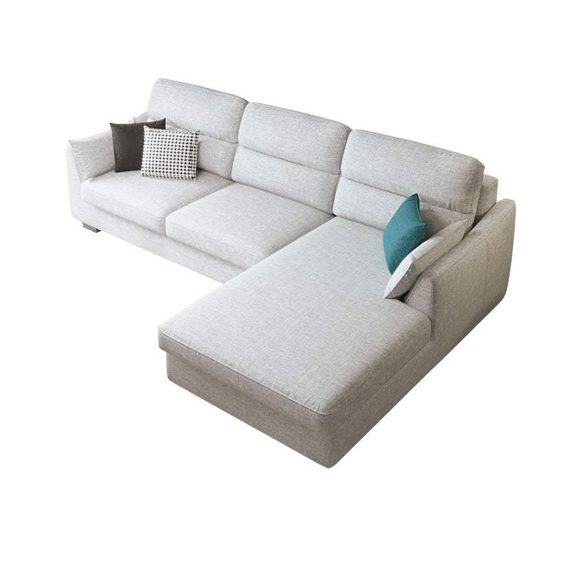 Modern Faux leather Sectional Sofa Cushion Back Square Arm Sectional for Living Room 105"L x 69"W x 33"H Light Gray Right Clearhalo 'furn' 'furn_sectionals' 'Furniture' 'furniture_sectionals' 'Living Room Furniture' 'Sectionals' 4946436