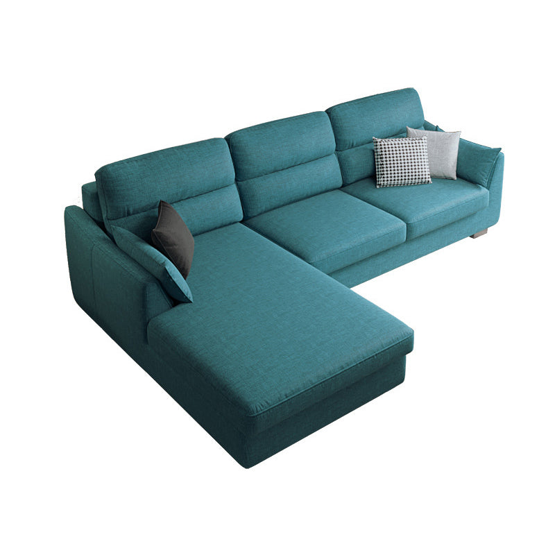 Modern Faux leather Sectional Sofa Cushion Back Square Arm Sectional for Living Room 105"L x 69"W x 33"H Blue Left Clearhalo 'furn' 'furn_sectionals' 'Furniture' 'furniture_sectionals' 'Living Room Furniture' 'Sectionals' 4946438