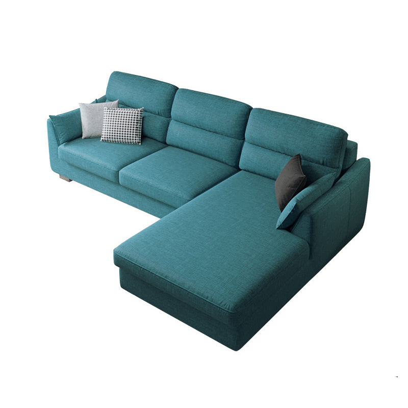 Modern Faux leather Sectional Sofa Cushion Back Square Arm Sectional for Living Room 105"L x 69"W x 33"H Blue Right Clearhalo 'furn' 'furn_sectionals' 'Furniture' 'furniture_sectionals' 'Living Room Furniture' 'Sectionals' 4946439