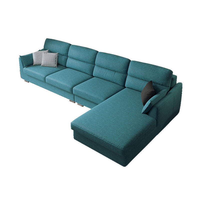 Modern Faux leather Sectional Sofa Cushion Back Square Arm Sectional for Living Room 135"L x 69"W x 33"H Blue Right Clearhalo 'furn' 'furn_sectionals' 'Furniture' 'furniture_sectionals' 'Living Room Furniture' 'Sectionals' 4946442