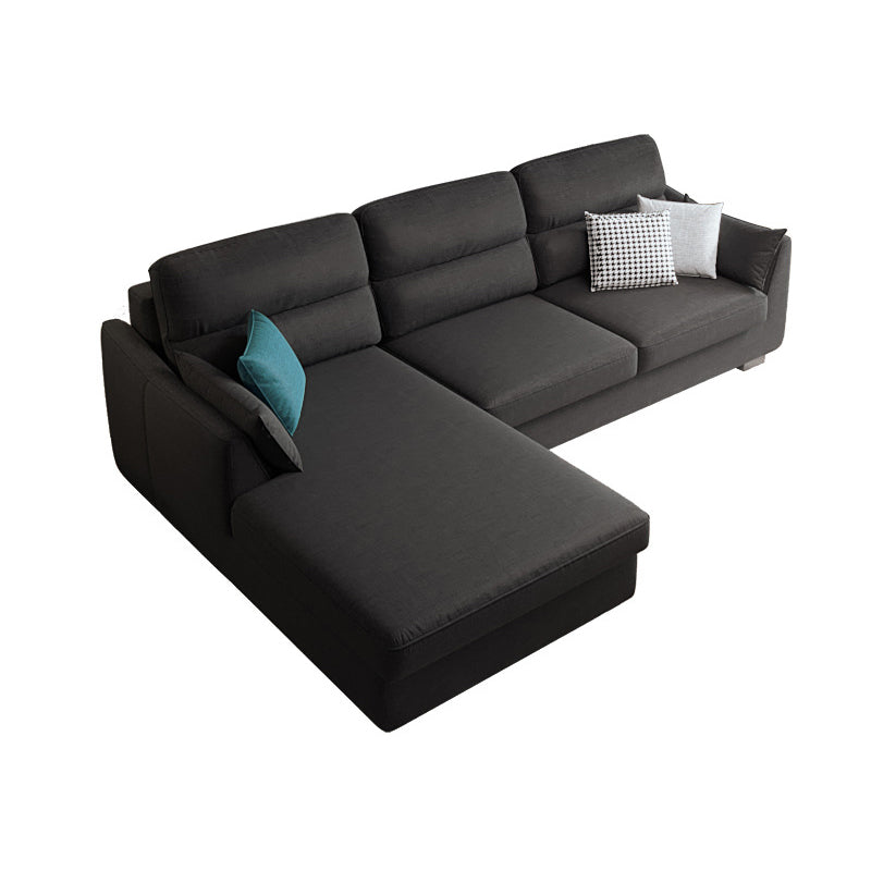 Modern Faux leather Sectional Sofa Cushion Back Square Arm Sectional for Living Room 105"L x 69"W x 33"H Black Left Clearhalo 'furn' 'furn_sectionals' 'Furniture' 'furniture_sectionals' 'Living Room Furniture' 'Sectionals' 4946444