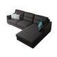Modern Faux leather Sectional Sofa Cushion Back Square Arm Sectional for Living Room 105"L x 69"W x 33"H Black Right Clearhalo 'furn' 'furn_sectionals' 'Furniture' 'furniture_sectionals' 'Living Room Furniture' 'Sectionals' 4946445