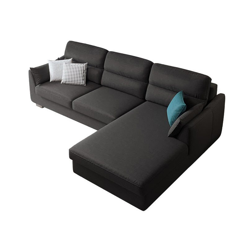 Modern Faux leather Sectional Sofa Cushion Back Square Arm Sectional for Living Room 105"L x 69"W x 33"H Black Right Clearhalo 'furn' 'furn_sectionals' 'Furniture' 'furniture_sectionals' 'Living Room Furniture' 'Sectionals' 4946445