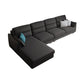 Modern Faux leather Sectional Sofa Cushion Back Square Arm Sectional for Living Room 135"L x 69"W x 33"H Black Left Clearhalo 'furn' 'furn_sectionals' 'Furniture' 'furniture_sectionals' 'Living Room Furniture' 'Sectionals' 4946446