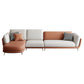 Faux Leather Cushion Back Sectionals 37.4"H Pillow Top Arm Sofa and Chaise 138"L x 70"W x 37"H Sponge Clearhalo 'furn' 'furn_sectionals' 'Furniture' 'furniture_sectionals' 'Living Room Furniture' 'Sectionals' 4946473