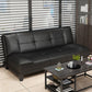Black Modern Faux Leather Pillow Top Arm Sofa/Sectional with Convertible 59.1"L x 29.5"W x 29.5"H Clearhalo 'furn' 'furn_sectionals' 'Furniture' 'furniture_sectionals' 'Living Room Furniture' 'Sectionals' 4946482