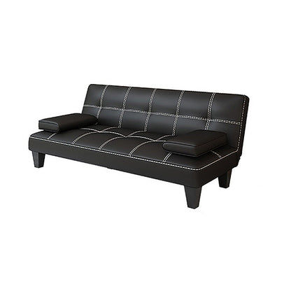 Black Modern Faux Leather Pillow Top Arm Sofa/Sectional with Convertible Clearhalo 'furn' 'furn_sectionals' 'Furniture' 'furniture_sectionals' 'Living Room Furniture' 'Sectionals' 4946483