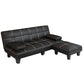 Black Modern Faux Leather Pillow Top Arm Sofa/Sectional with Convertible Clearhalo 'furn' 'furn_sectionals' 'Furniture' 'furniture_sectionals' 'Living Room Furniture' 'Sectionals' 4946484