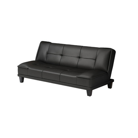 Black Modern Faux Leather Pillow Top Arm Sofa/Sectional with Convertible Clearhalo 'furn' 'furn_sectionals' 'Furniture' 'furniture_sectionals' 'Living Room Furniture' 'Sectionals' 4946485