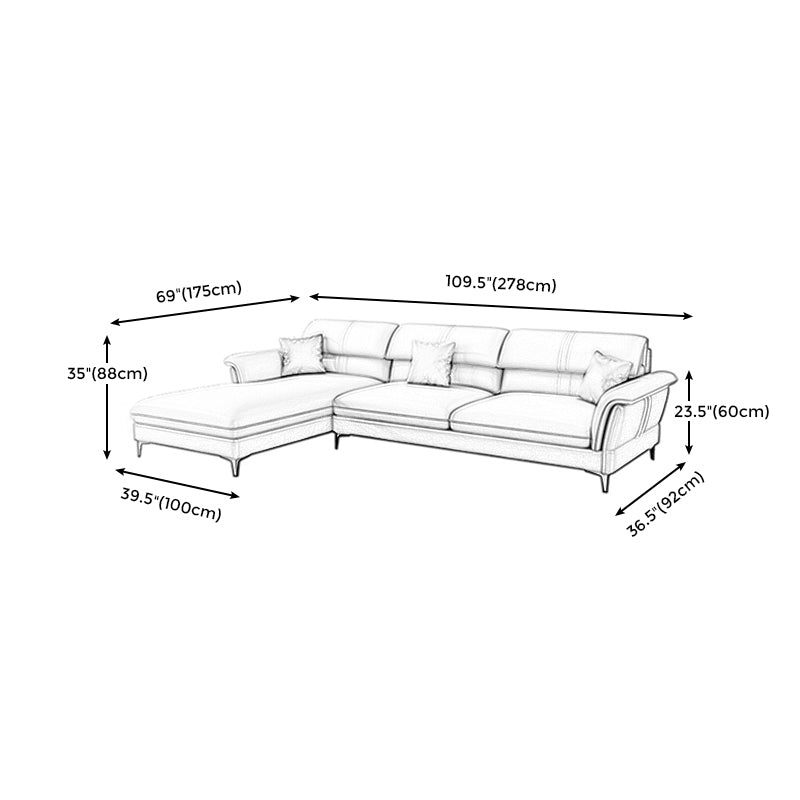 Contemporary Pillow Top Arm Sectional Sofa 34.65"H Cushion Back Sofa Clearhalo 'furn' 'furn_sectionals' 'Furniture' 'furniture_sectionals' 'Living Room Furniture' 'Sectionals' 4946513