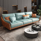 Blue and Orange Pillow Top Arm Sectional Sofa 35.43"H Slipcovered Cushion Back Sofa 98"L x 35"W x 35"H Latex Clearhalo 'furn' 'furn_sectionals' 'Furniture' 'furniture_sectionals' 'Living Room Furniture' 'Sectionals' 4946518