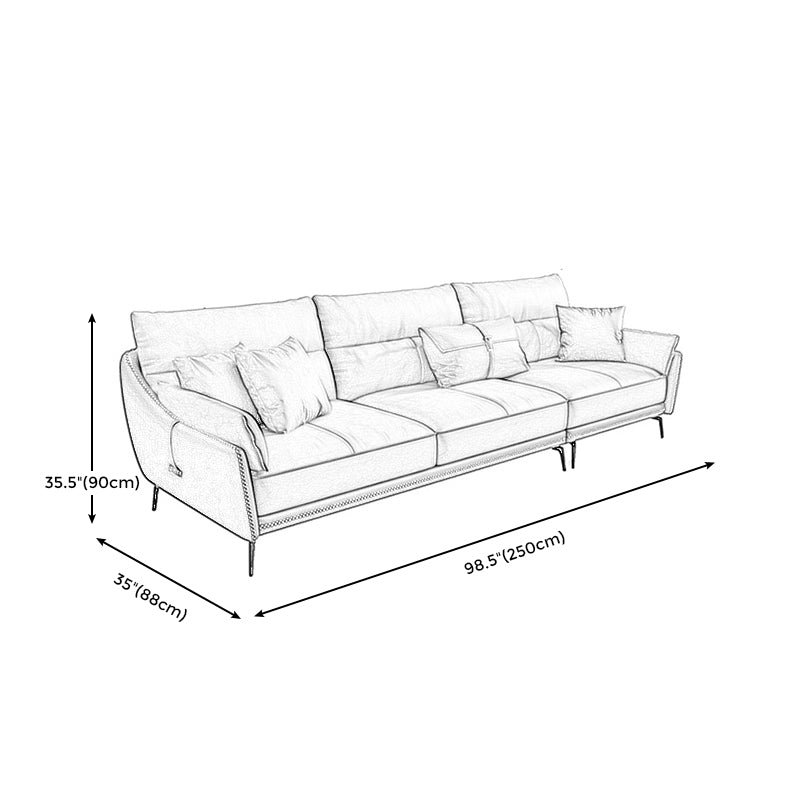 Blue and Orange Pillow Top Arm Sectional Sofa 35.43"H Slipcovered Cushion Back Sofa Clearhalo 'furn' 'furn_sectionals' 'Furniture' 'furniture_sectionals' 'Living Room Furniture' 'Sectionals' 4946524