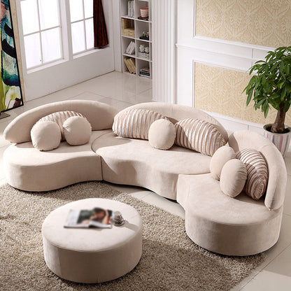 145.67"L x 35.43"W x 31.5"H Fabric Armless Sofa Adjustable Tight Back Sectionals Off-White Clearhalo 'furn' 'furn_sectionals' 'Furniture' 'furniture_sectionals' 'Living Room Furniture' 'Sectionals' 4946529