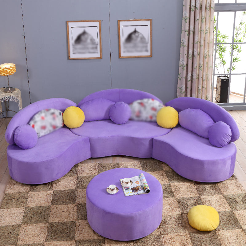 145.67"L x 35.43"W x 31.5"H Fabric Armless Sofa Adjustable Tight Back Sectionals Purple Clearhalo 'furn' 'furn_sectionals' 'Furniture' 'furniture_sectionals' 'Living Room Furniture' 'Sectionals' 4946532