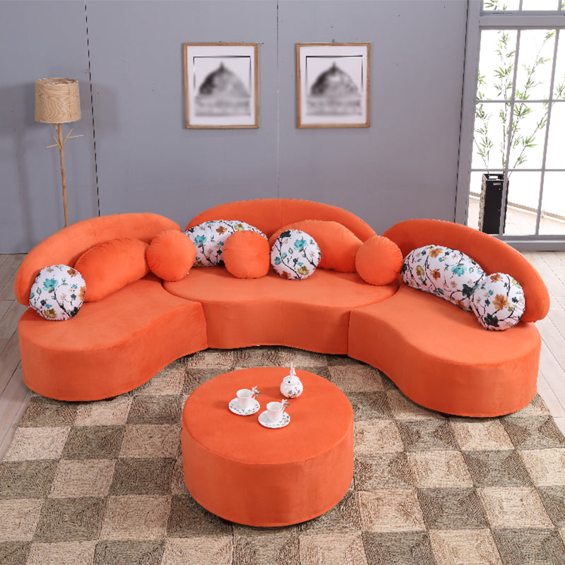 145.67"L x 35.43"W x 31.5"H Fabric Armless Sofa Adjustable Tight Back Sectionals Orange Clearhalo 'furn' 'furn_sectionals' 'Furniture' 'furniture_sectionals' 'Living Room Furniture' 'Sectionals' 4946534