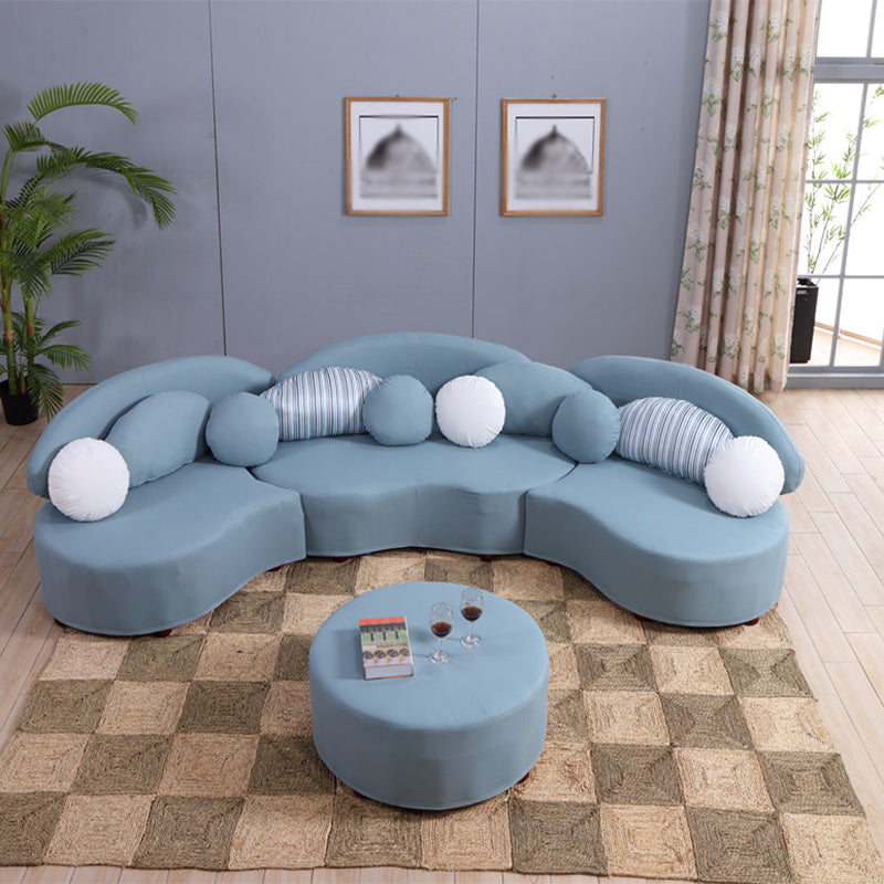 145.67"L x 35.43"W x 31.5"H Fabric Armless Sofa Adjustable Tight Back Sectionals Light Blue Clearhalo 'furn' 'furn_sectionals' 'Furniture' 'furniture_sectionals' 'Living Room Furniture' 'Sectionals' 4946537