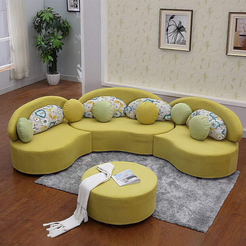 145.67"L x 35.43"W x 31.5"H Fabric Armless Sofa Adjustable Tight Back Sectionals Yellow Clearhalo 'furn' 'furn_sectionals' 'Furniture' 'furniture_sectionals' 'Living Room Furniture' 'Sectionals' 4946543