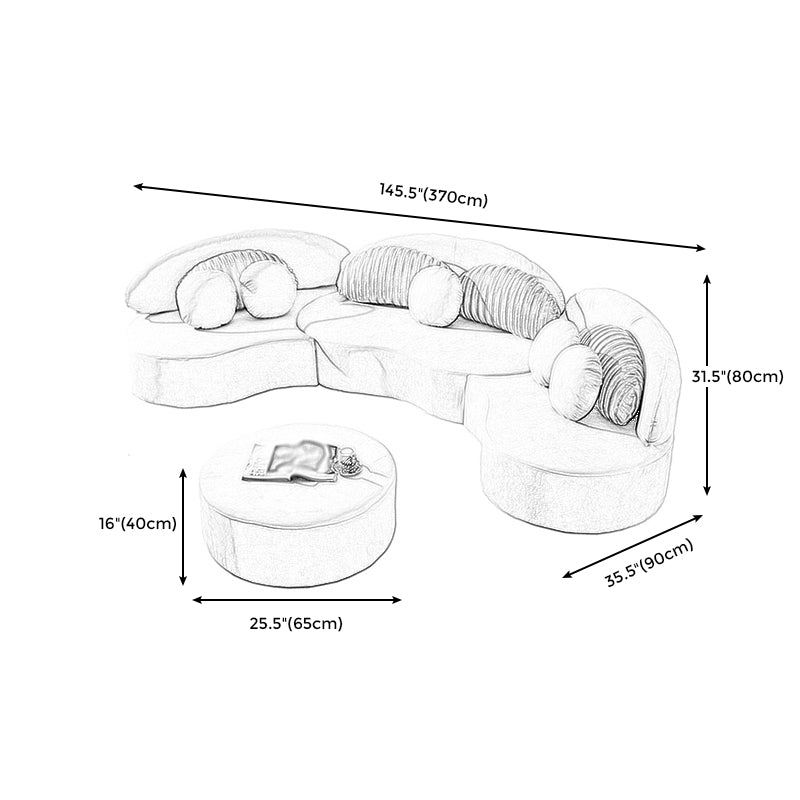 145.67"L x 35.43"W x 31.5"H Fabric Armless Sofa Adjustable Tight Back Sectionals Clearhalo 'furn' 'furn_sectionals' 'Furniture' 'furniture_sectionals' 'Living Room Furniture' 'Sectionals' 4946544