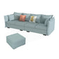 Scandinavian Blue Removable Cushions Sofa Straight Arm Sectionals with Slipcover 126"L x 63"W x 27"H Faux Leather Clearhalo 'furn' 'furn_sectionals' 'Furniture' 'furniture_sectionals' 'Living Room Furniture' 'Sectionals' 4946546