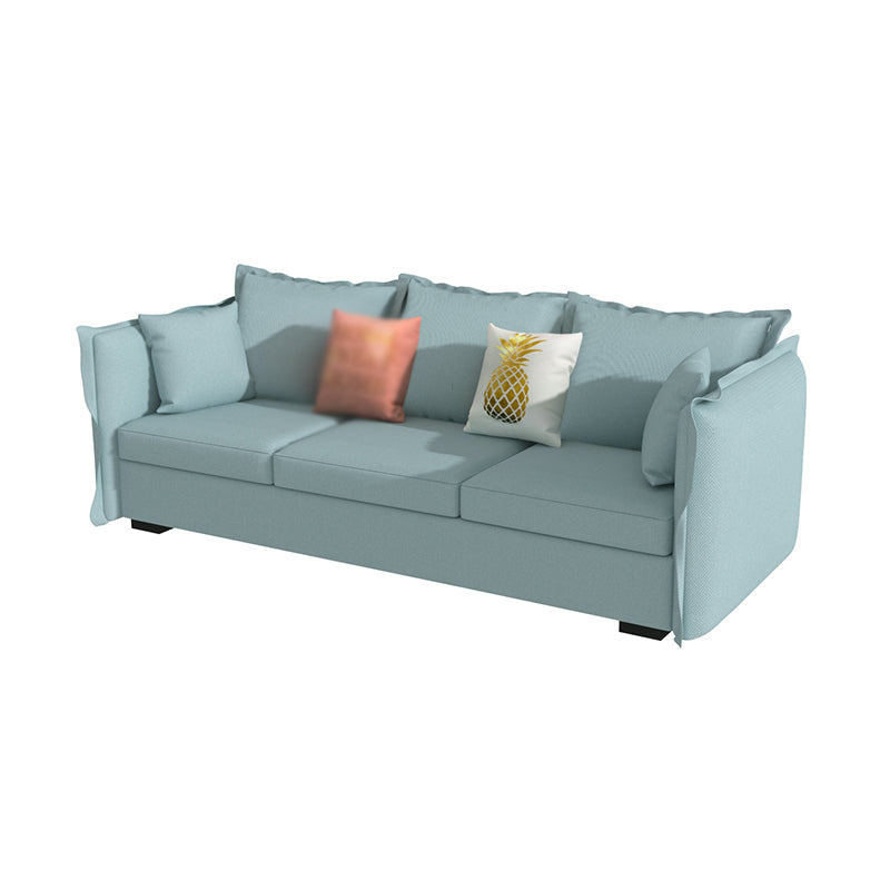 Scandinavian Blue Removable Cushions Sofa Straight Arm Sectionals with Slipcover 94.5"L x 35"W x 27"H Linen Blend Clearhalo 'furn' 'furn_sectionals' 'Furniture' 'furniture_sectionals' 'Living Room Furniture' 'Sectionals' 4946551
