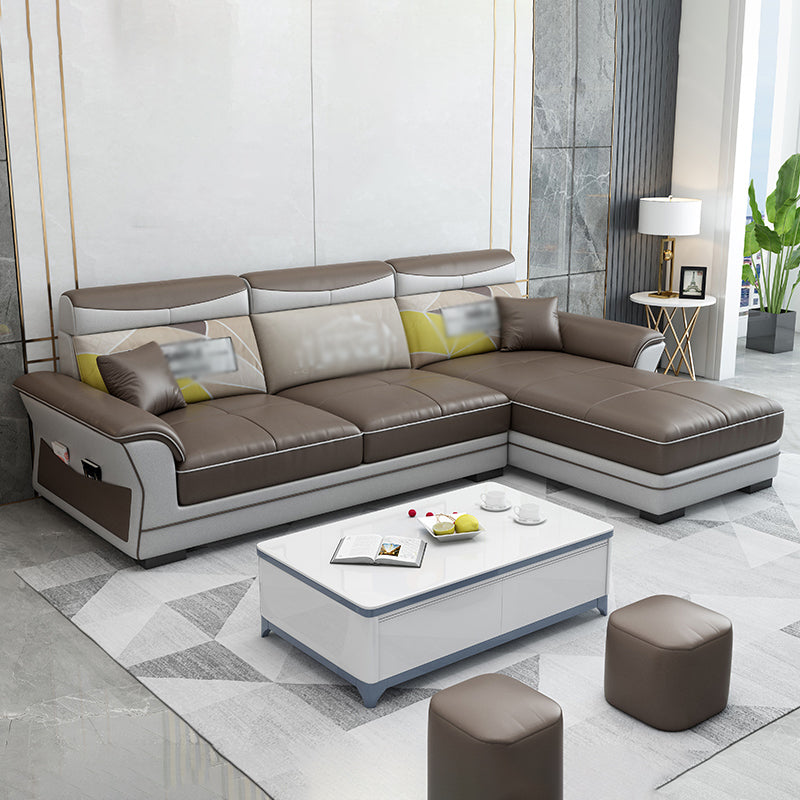 82.68"L √ó 57.09"W √ó33.46"H Pillow Top Arm Sectional Slipcovered Sofa with Storage Coffee Clearhalo 'furn' 'furn_sectionals' 'Furniture' 'furniture_sectionals' 'Living Room Furniture' 'Sectionals' 4946570