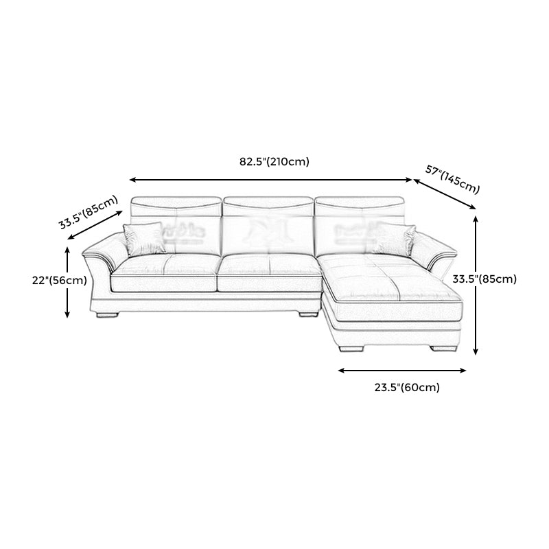 82.68"L √ó 57.09"W √ó33.46"H Pillow Top Arm Sectional Slipcovered Sofa with Storage Clearhalo 'furn' 'furn_sectionals' 'Furniture' 'furniture_sectionals' 'Living Room Furniture' 'Sectionals' 4946580