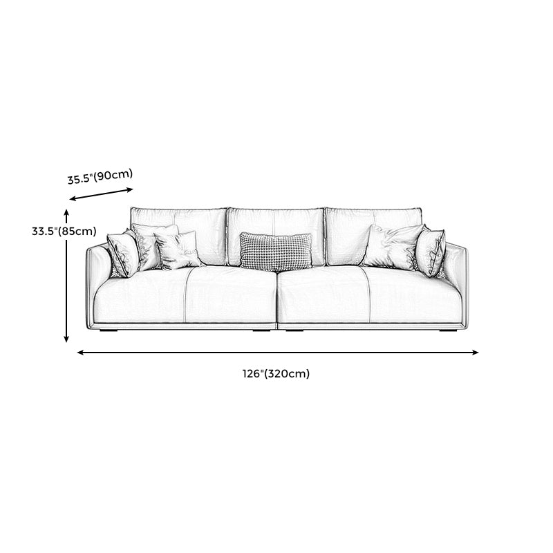Mid-Century Modern Pillow Top Arm Sectional 33.46"H Cushion Back Sofa,Tan Clearhalo 'furn' 'furn_sectionals' 'Furniture' 'furniture_sectionals' 'Living Room Furniture' 'Sectionals' 4946596