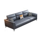 Dark Gray Faux Leather Sofa Stain-Resistant Pillow Top Arm Sectional 87"L x 33.5"W x 35.5"H Clearhalo 'furn' 'furn_sectionals' 'Furniture' 'furniture_sectionals' 'Living Room Furniture' 'Sectionals' 4946599