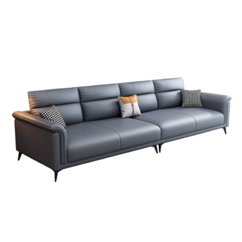 Dark Gray Faux Leather Sofa Stain-Resistant Pillow Top Arm Sectional Clearhalo 'furn' 'furn_sectionals' 'Furniture' 'furniture_sectionals' 'Living Room Furniture' 'Sectionals' 4946604
