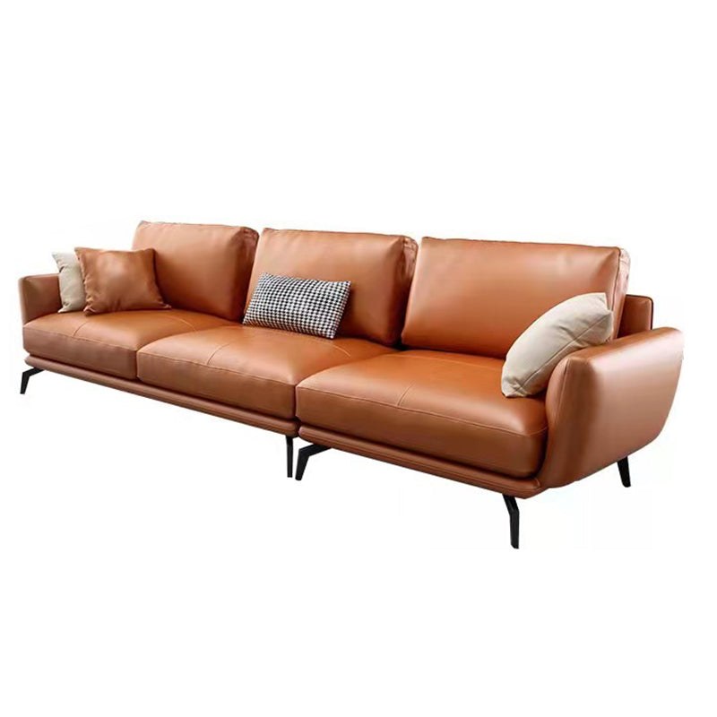 Mid-Century Modern Square Arm Sectional Sofa 34.65"H Cushion Back Sofa, Orange 99"L x 36"W x 35"H Nappa Clearhalo 'furn' 'furn_sectionals' 'Furniture' 'furniture_sectionals' 'Living Room Furniture' 'Sectionals' 4946618