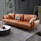 Mid-Century Modern Square Arm Sectional Sofa 34.65"H Cushion Back Sofa, Orange 99"L x 36"W x 35"H Genuine Leather Clearhalo 'furn' 'furn_sectionals' 'Furniture' 'furniture_sectionals' 'Living Room Furniture' 'Sectionals' 4946621