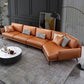 Mid-Century Modern Square Arm Sectional Sofa 34.65"H Cushion Back Sofa, Orange 159"L x 43"W x 35"H Nappa Clearhalo 'furn' 'furn_sectionals' 'Furniture' 'furniture_sectionals' 'Living Room Furniture' 'Sectionals' 4946623