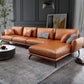 Mid-Century Modern Square Arm Sectional Sofa 34.65"H Cushion Back Sofa, Orange 142"L x 64"W x 35"H Nappa Clearhalo 'furn' 'furn_sectionals' 'Furniture' 'furniture_sectionals' 'Living Room Furniture' 'Sectionals' 4946624
