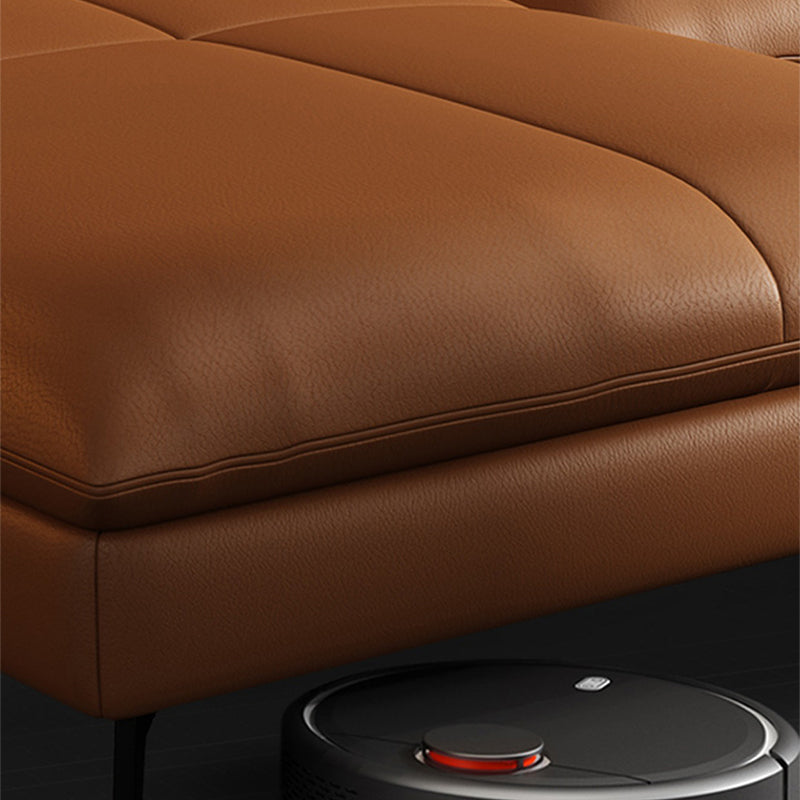 Mid-Century Modern Square Arm Sectional Sofa 34.65"H Cushion Back Sofa, Orange Clearhalo 'furn' 'furn_sectionals' 'Furniture' 'furniture_sectionals' 'Living Room Furniture' 'Sectionals' 4946628