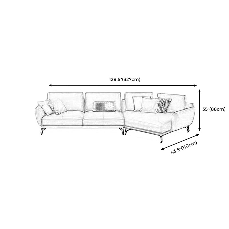 Mid-Century Modern Square Arm Sectional Sofa 34.65"H Cushion Back Sofa, Orange Clearhalo 'furn' 'furn_sectionals' 'Furniture' 'furniture_sectionals' 'Living Room Furniture' 'Sectionals' 4946635
