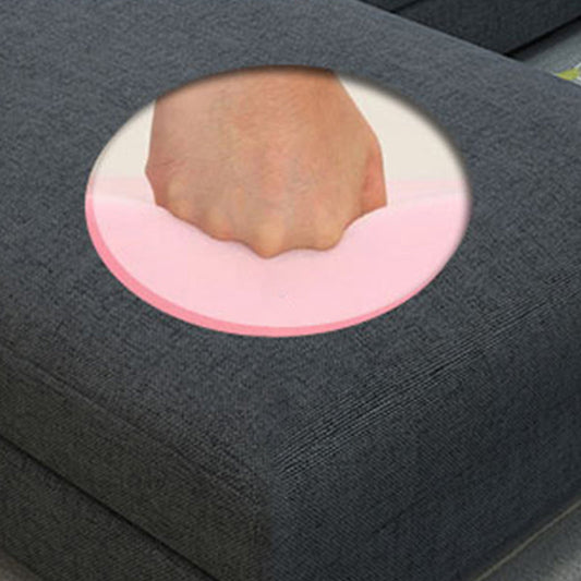 126"L √ó 71"W √ó35.5"H Linen Blend Square Arm Sofa Slipcovered Sectionals with Storage Clearhalo 'furn' 'furn_sectionals' 'Furniture' 'furniture_sectionals' 'Living Room Furniture' 'Sectionals' 4946643