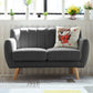 Modern Cotton Blend Loveseat Sewn Pillow Back Square Arm Settee Black Clearhalo 'furn' 'furn_sofas' 'Furniture' 'furniture_sofas' 'Living Room Furniture' 'Sofa' 'sofas' 4946650
