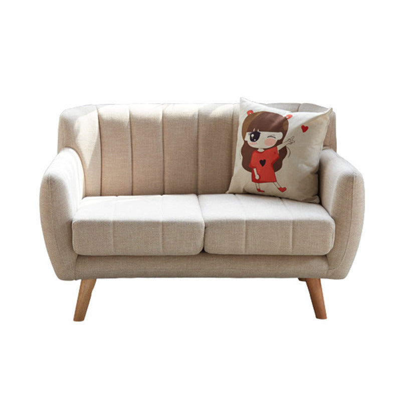 Modern Cotton Blend Loveseat Sewn Pillow Back Square Arm Settee 47"L x 29.5"W x 30"H Beige Clearhalo 'furn' 'furn_sofas' 'Furniture' 'furniture_sofas' 'Living Room Furniture' 'Sofa' 'sofas' 4946654