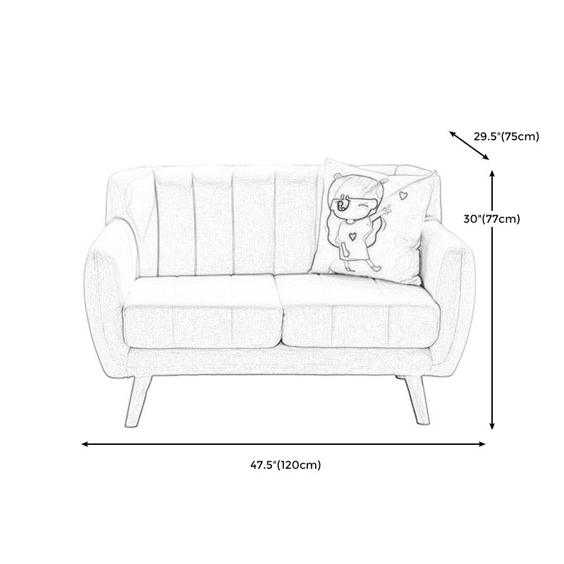 Modern Cotton Blend Loveseat Sewn Pillow Back Square Arm Settee Clearhalo 'furn' 'furn_sofas' 'Furniture' 'furniture_sofas' 'Living Room Furniture' 'Sofa' 'sofas' 4946660