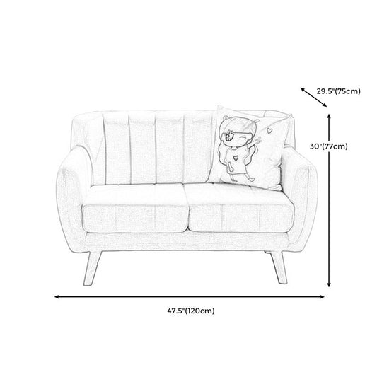 Modern Cotton Blend Loveseat Sewn Pillow Back Square Arm Settee Clearhalo 'furn' 'furn_sofas' 'Furniture' 'furniture_sofas' 'Living Room Furniture' 'Sofa' 'sofas' 4946660