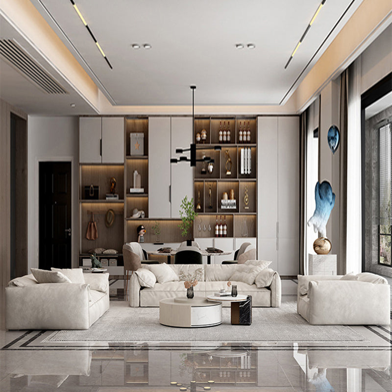 Scandinavian Faux Leather Sofa Pillow Top Arm Couch in Gray/Beige Clearhalo 'furn' 'furn_sofas' 'Furniture' 'furniture_sofas' 'Living Room Furniture' 'Sofa' 'sofas' 4946663