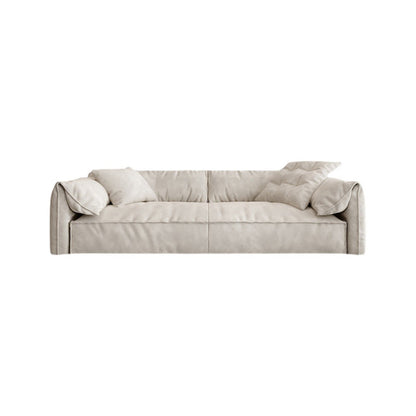 Scandinavian Faux Leather Sofa Pillow Top Arm Couch in Gray/Beige Off-White Clearhalo 'furn' 'furn_sofas' 'Furniture' 'furniture_sofas' 'Living Room Furniture' 'Sofa' 'sofas' 4946664